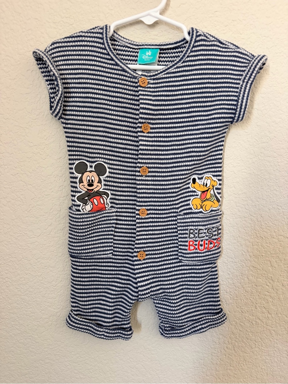 Disney Navy & White Striped Mickey & Pluto Short-Sleeve One-Piece